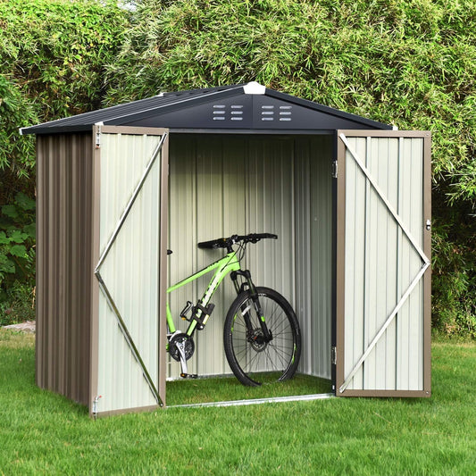 6 X 4 FT Storage Sheds Outdoor, Storage Garden Shed Tool Sheds for Home Yard Patio Backyard Deck, Metal Garden Shed with Padlock, Dark Grey