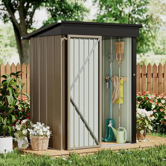 5 X 3 FT Shed Outdoor Storage Shed Metal Garden with Lockable Door outside Waterproof Tool Shed for Backyard, Patio, Lawn