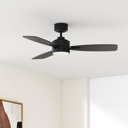 Amico Ceiling Fans with Lights, 44 inch Ceiling Fan with Light and Remote Control, Reversible, 3CCT, Dimmable, Noiseless, Small Black Ceiling Fan for Bedroom, Indoor/Outdoor Use