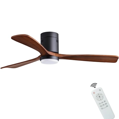 48" Recessed Wooden Ceiling Fan with Lights with Remote Control