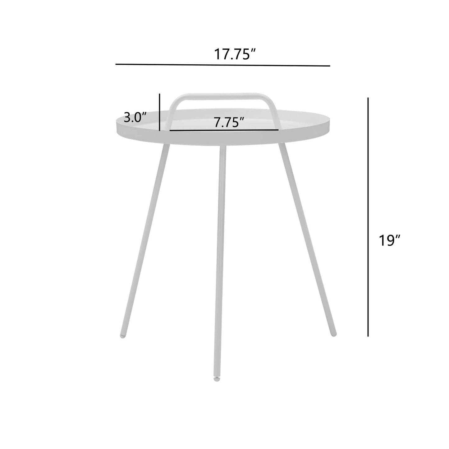 Grand patio Outdoor Side Table, 18-inch Small Round Side Table, Black Patio End Table with Adjustable Feet, Elegant Accent Side Table for Balcony Porch Deck Poolside