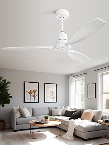 Sofucor 52" Ceiling Fan with Lights Remote Control, 3 Poles for Indoor Outdoor Ceiling Fan with Remote, Reversible Noiseless ETL Motor, 3 Walnut Wooden Blades