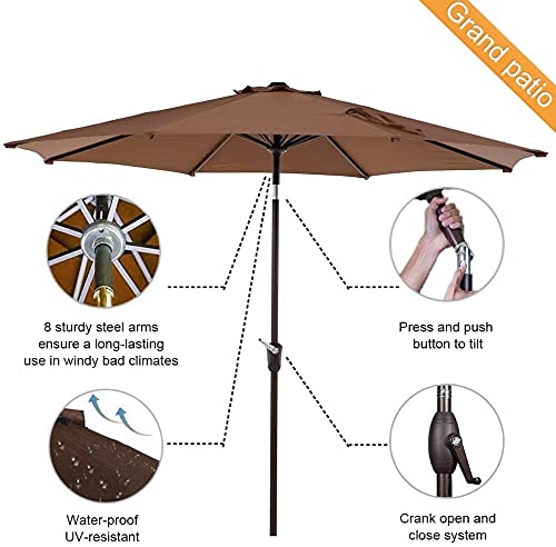 Grand patio Balcony Umbrella, JENA 6x4 FT Outdoor Umbrella, Rectangular Flat Canopy Versatile Patio Shade with 360 Degree Roating Knob for Deck Apartment, Beige