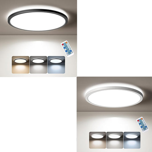 Matane Motion Sensor LED Ceiling Light with Remote, 12 Inch Wired Flush Mount Ceiling Light 3000K 4000K 5000K, 2400LM Dimmable Motion Sensor Light Indoor for Closet Hallway Laundry Stairs White Black