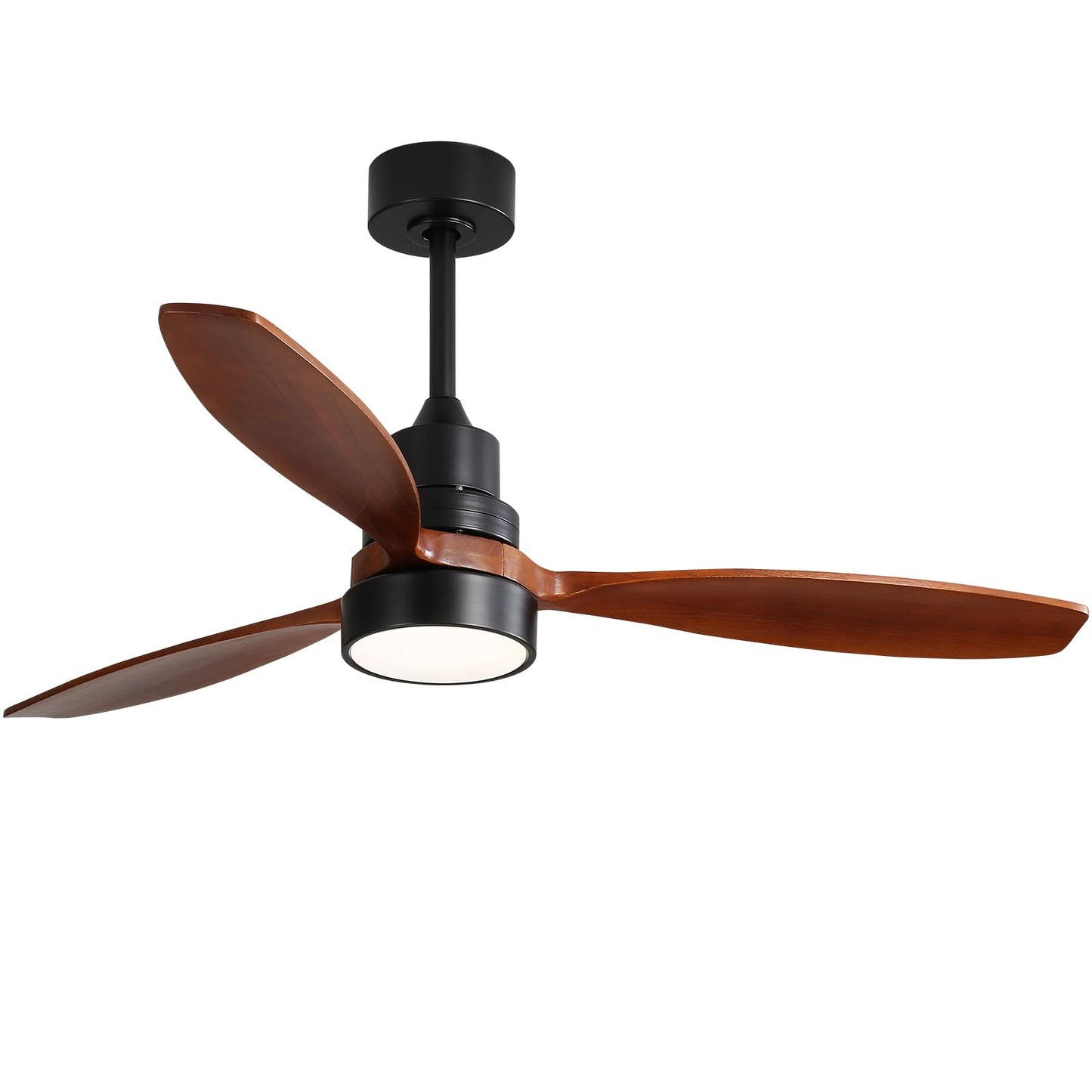 Sofucor 52" Ceiling Fan with Lights Remote Control, 3 Poles for Indoor Outdoor Ceiling Fan with Remote, Reversible Noiseless ETL Motor, 3 Walnut Wooden Blades