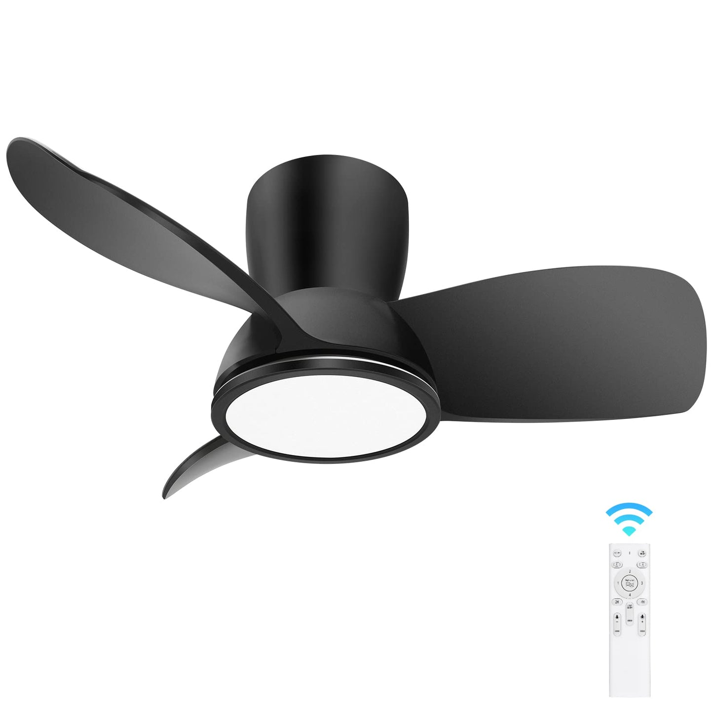 30 Inch Ceiling Fans with Lights, Quiet Black Ceiling Fan with Remote, Dimmable Ceiling Fan Light with 2700K/4000K/5000K, Modern Reversible Ceiling Fan for Bedroom Kitchen Living Room Covered Outdoor