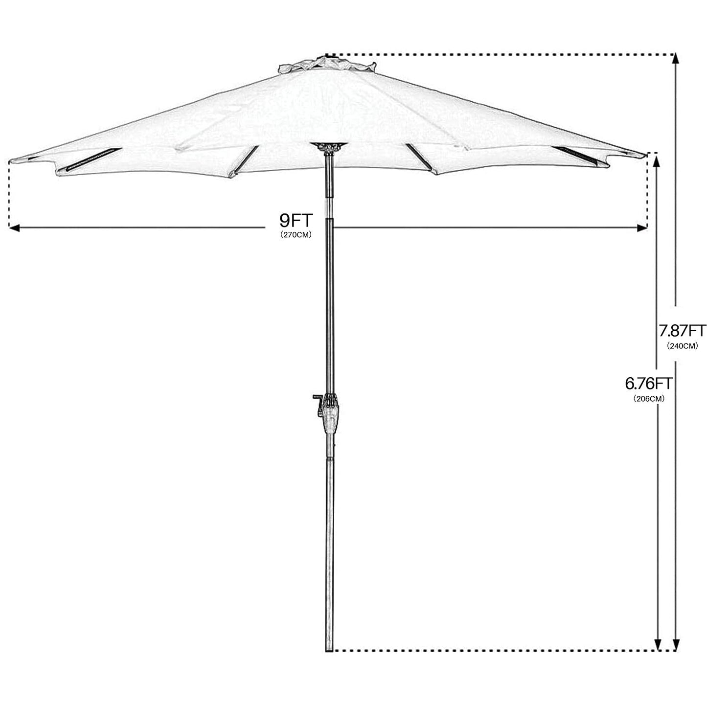 Grand patio Balcony Umbrella, JENA 6x4 FT Outdoor Umbrella, Rectangular Flat Canopy Versatile Patio Shade with 360 Degree Roating Knob for Deck Apartment, Beige