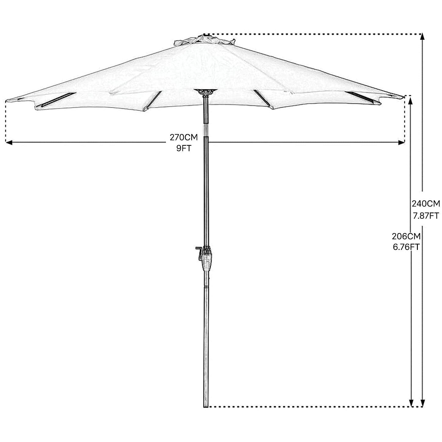 Grand patio Balcony Umbrella, JENA 6x4 FT Outdoor Umbrella, Rectangular Flat Canopy Versatile Patio Shade with 360 Degree Roating Knob for Deck Apartment, Beige