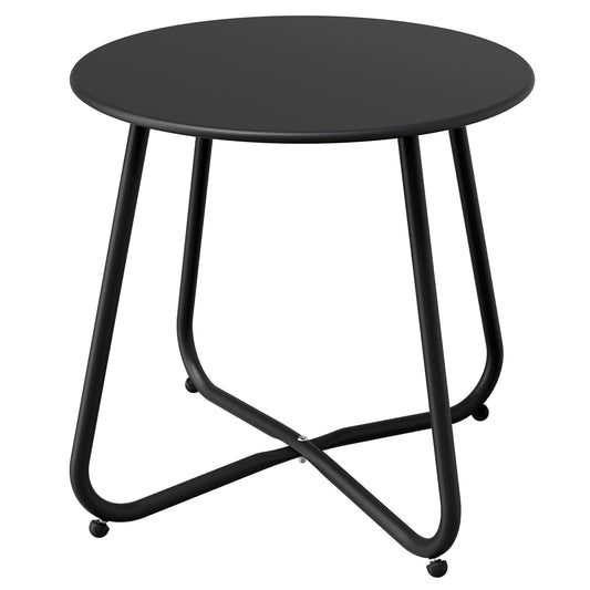 Grand patio Outdoor Side Table, 18-inch Small Round Side Table, Black Patio End Table with Adjustable Feet, Elegant Accent Side Table for Balcony Porch Deck Poolside