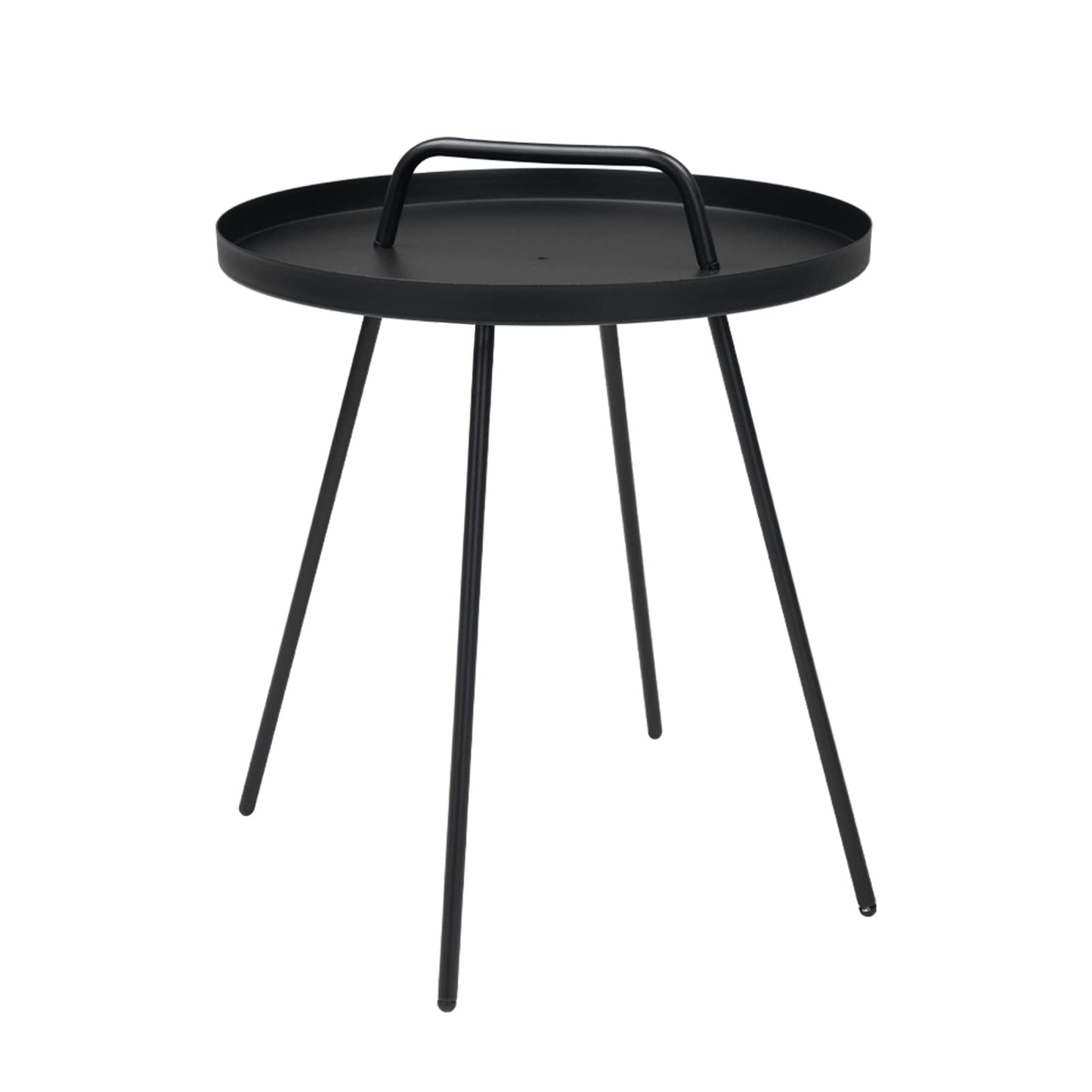 Grand patio Outdoor Side Table, 18-inch Small Round Side Table, Black Patio End Table with Adjustable Feet, Elegant Accent Side Table for Balcony Porch Deck Poolside