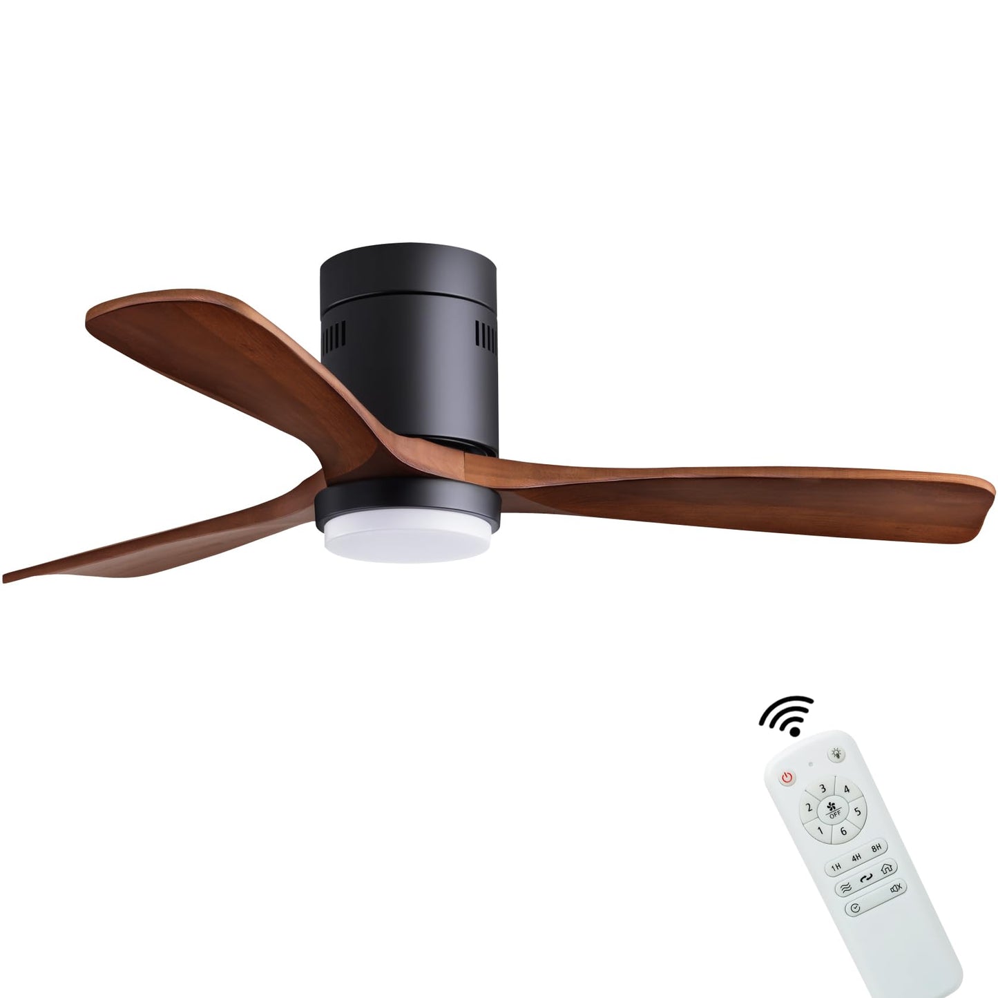 48" Recessed Wooden Ceiling Fan with Lights with Remote Control