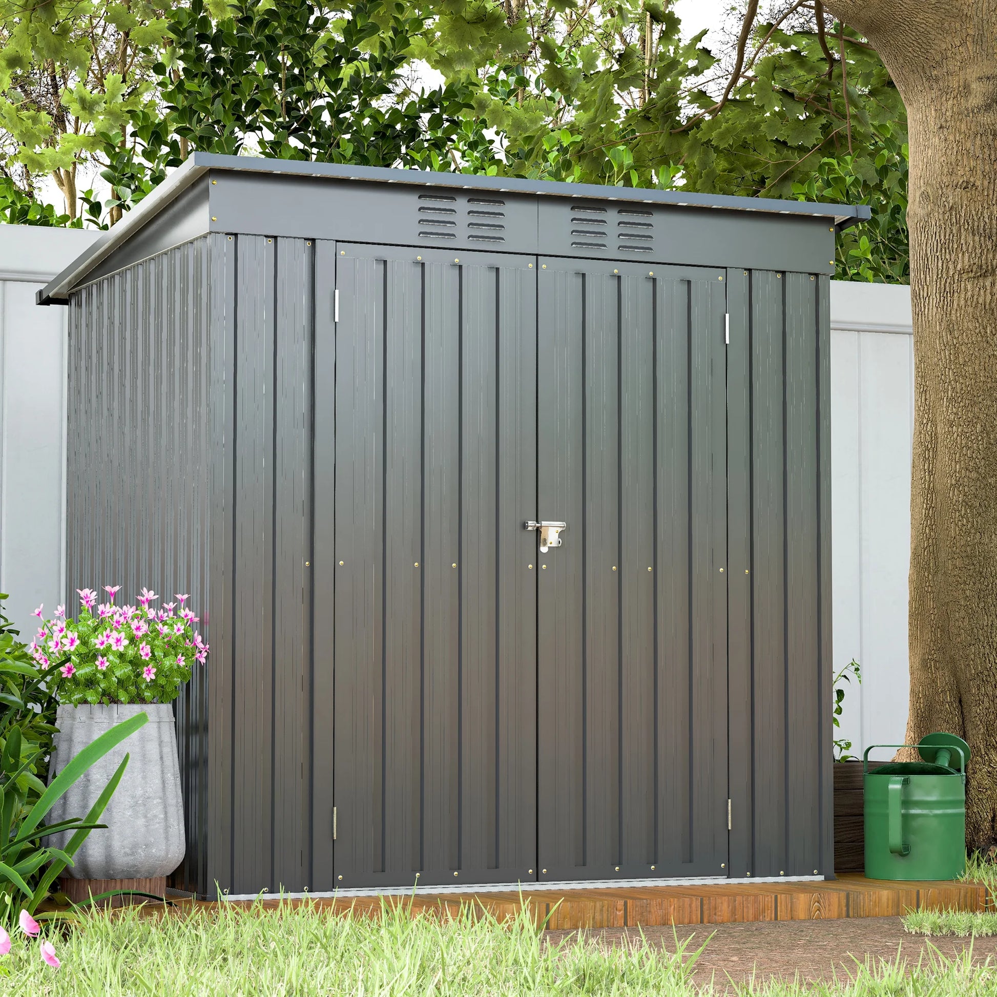 6' X 4' Outdoor Metal Storage Shed, Tools Storage Shed, Galvanized Steel Garden Shed with Lockable Doors, Outdoor Storage Shed for Backyard, Patio, Lawn, D9133