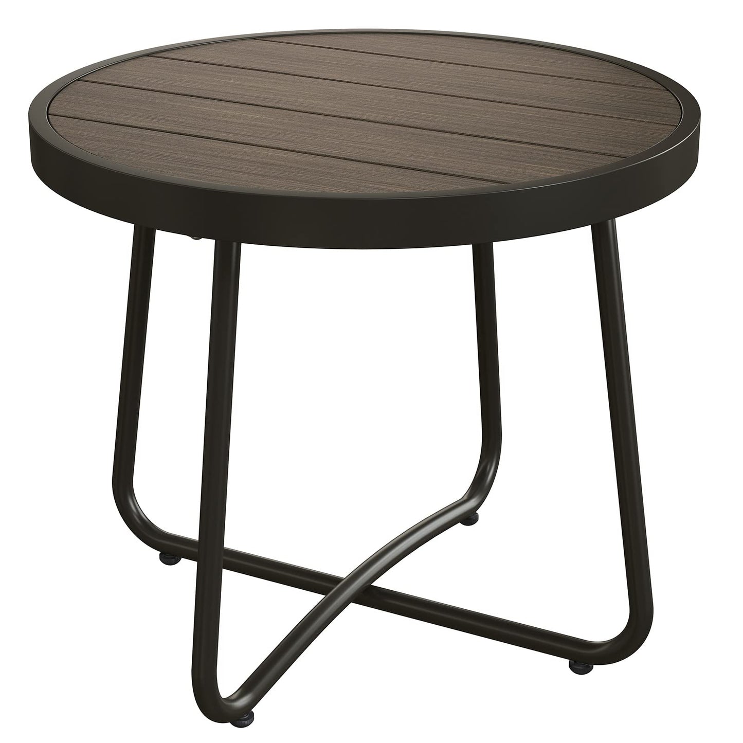 Grand patio Outdoor Side Table, 18-inch Small Round Side Table, Black Patio End Table with Adjustable Feet, Elegant Accent Side Table for Balcony Porch Deck Poolside