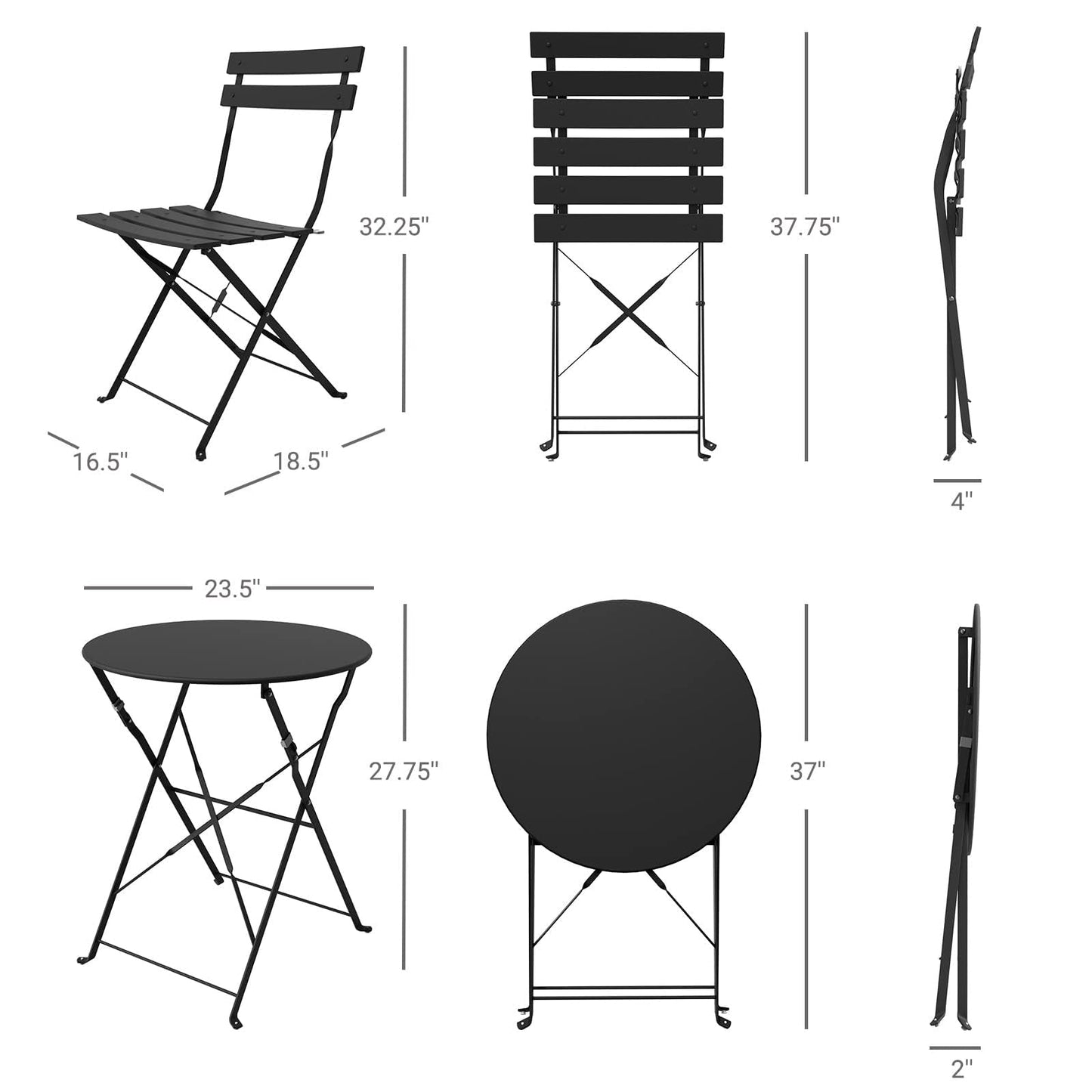 Grand patio Premium Frame Patio Bistro Set, Folding Outdoor Patio Furniture Sets, 3-Piece Patio Set of Folding Patio Table and Chairs, Sage Green