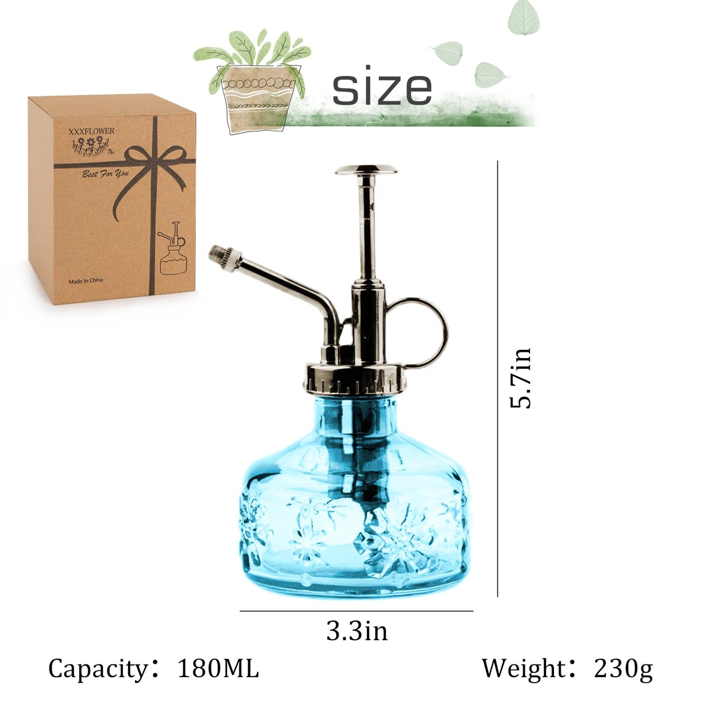 XXXFLOWER Wall Hanging Propagation Station with Wooden Stand 5 Glass Test Tubes+Glass Plant Mister Spray Bottle