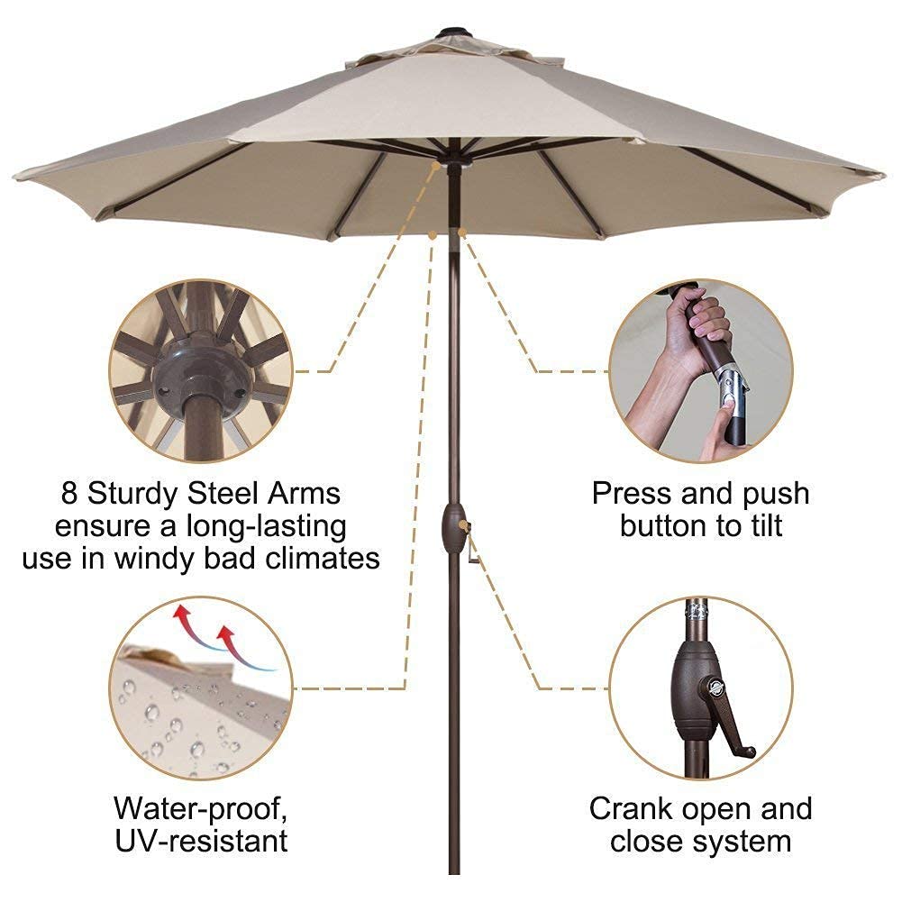 Grand patio Balcony Umbrella, JENA 6x4 FT Outdoor Umbrella, Rectangular Flat Canopy Versatile Patio Shade with 360 Degree Roating Knob for Deck Apartment, Beige