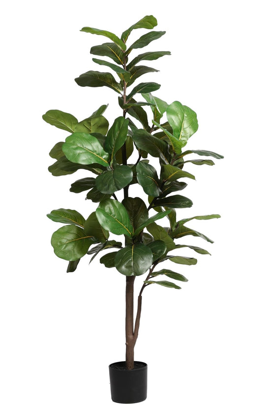 Fiddle Leaf Fig Tree Artificial 5FT, Fake Fig Leaf Tree with Plastic Pot for Home Office Living Room Tall Faux Plants Floor Decor Indoor