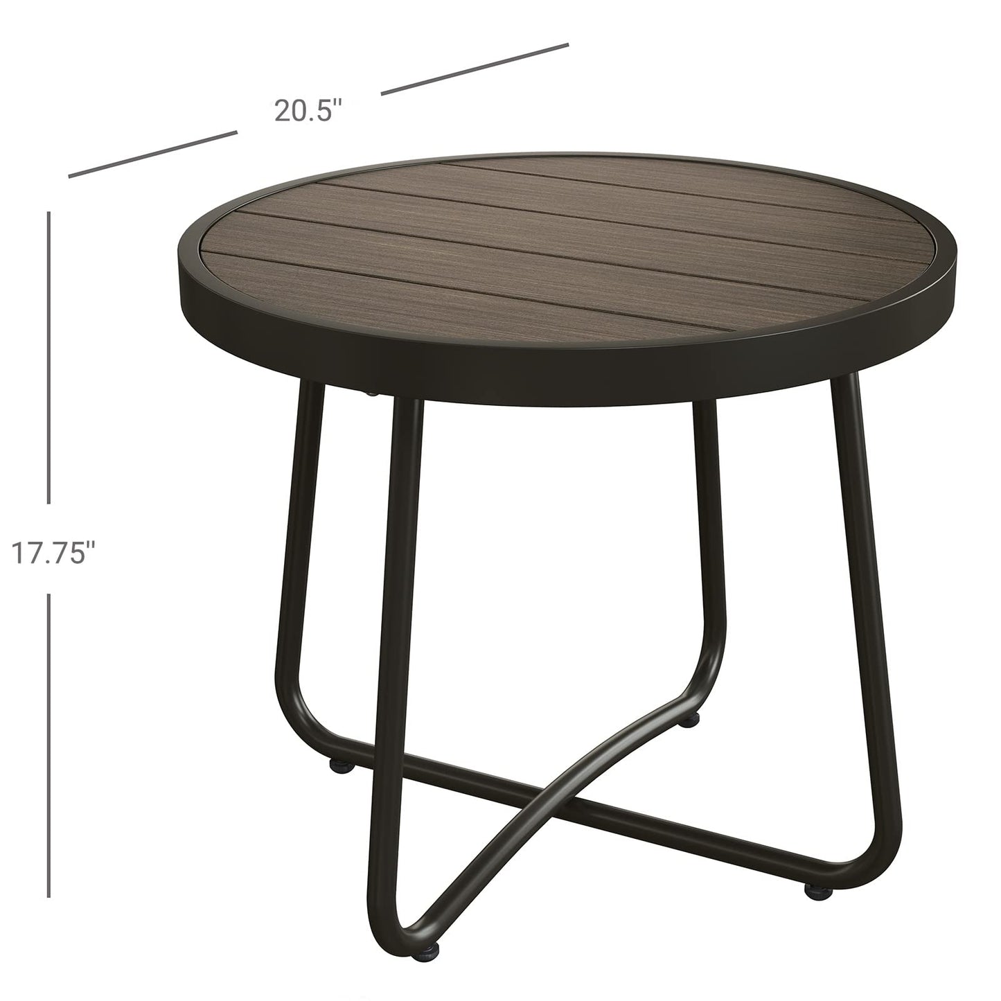 Grand patio Outdoor Side Table, 18-inch Small Round Side Table, Black Patio End Table with Adjustable Feet, Elegant Accent Side Table for Balcony Porch Deck Poolside