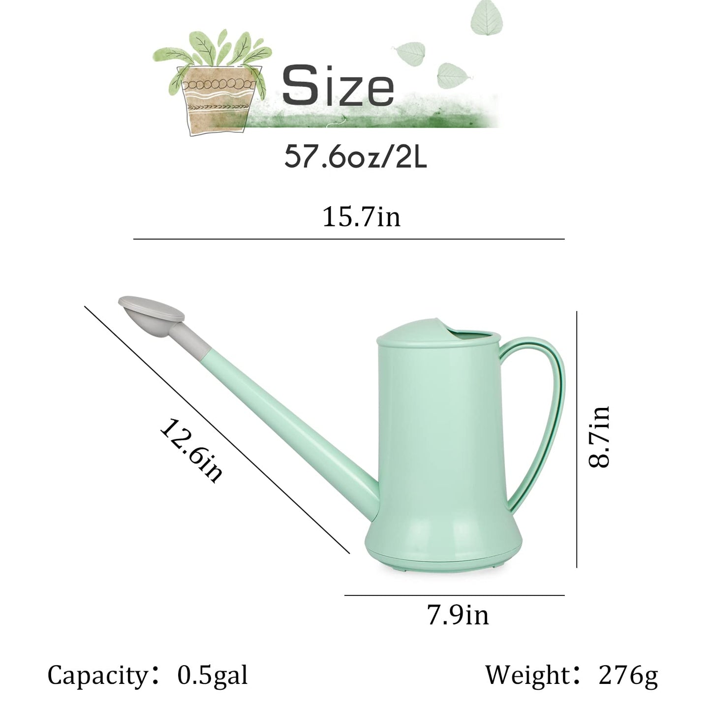 XXXFLOWER Watering Can Outdoor Plant Lightweight Deluxe Resin Water Cans with Detachable Sprinkler Head Bule Watering Pot for Office House Indoor Garden