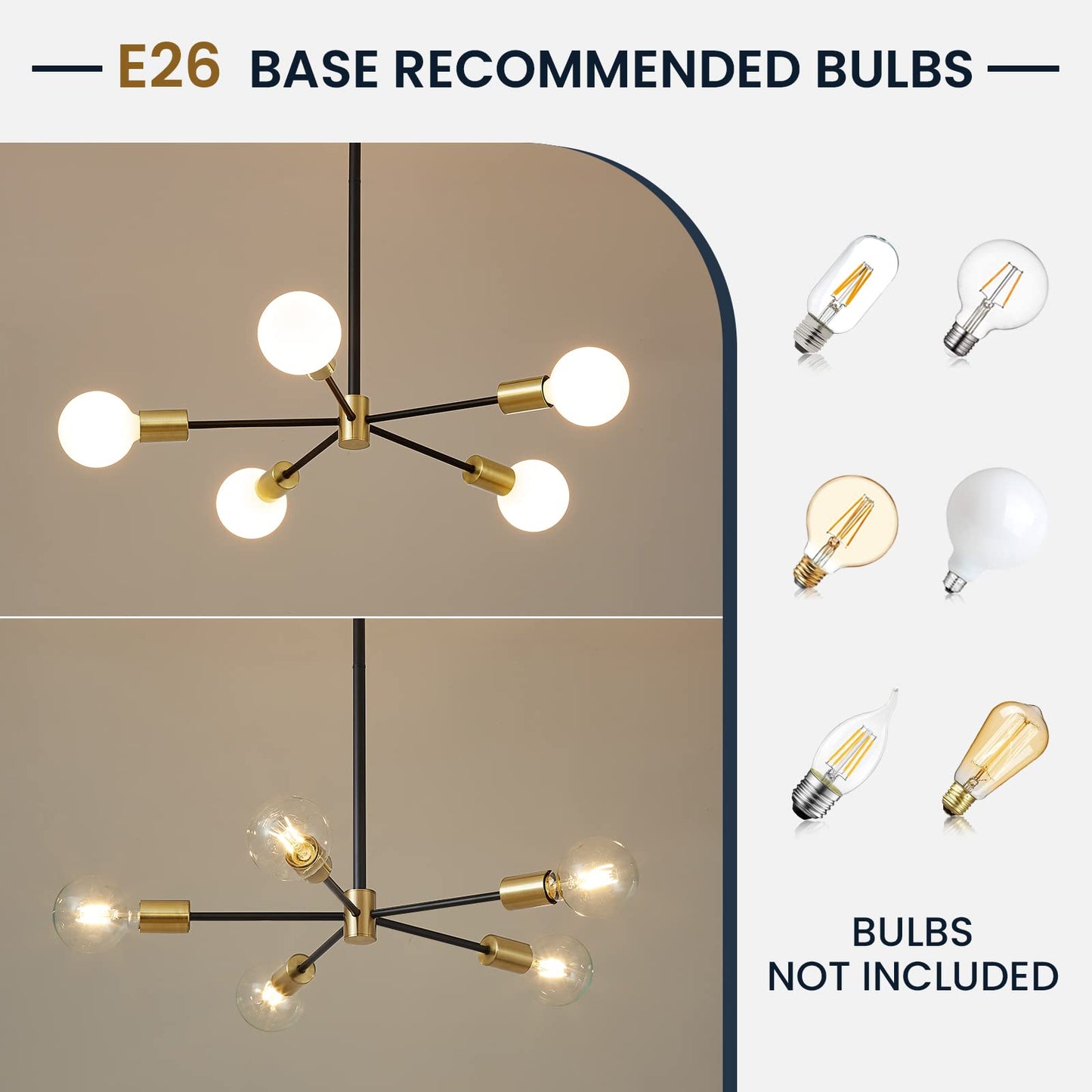 Modern Chandelier Ceiling Light Fixture Sputnik Chandeliers Gold and Black Farmhouse Chandelier Over Table 12-Light Height Adjustable Chandeliers for Dining Room, Living Room,Kitchen Island