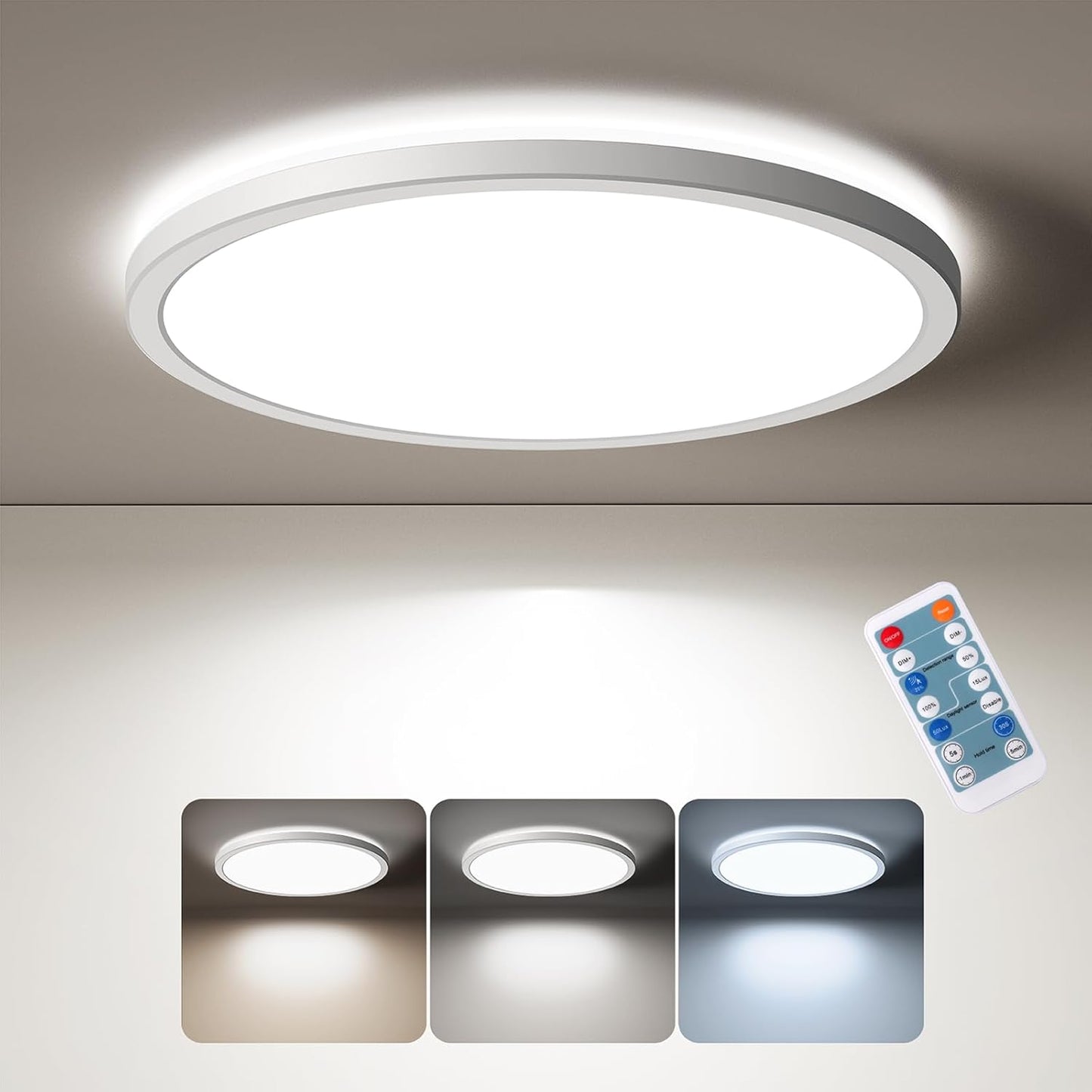 Matane Motion Sensor LED Ceiling Light with Remote 12 inch 24W, 12 Inch LED Flush Mount Ceiling Light Fixture with Night Light