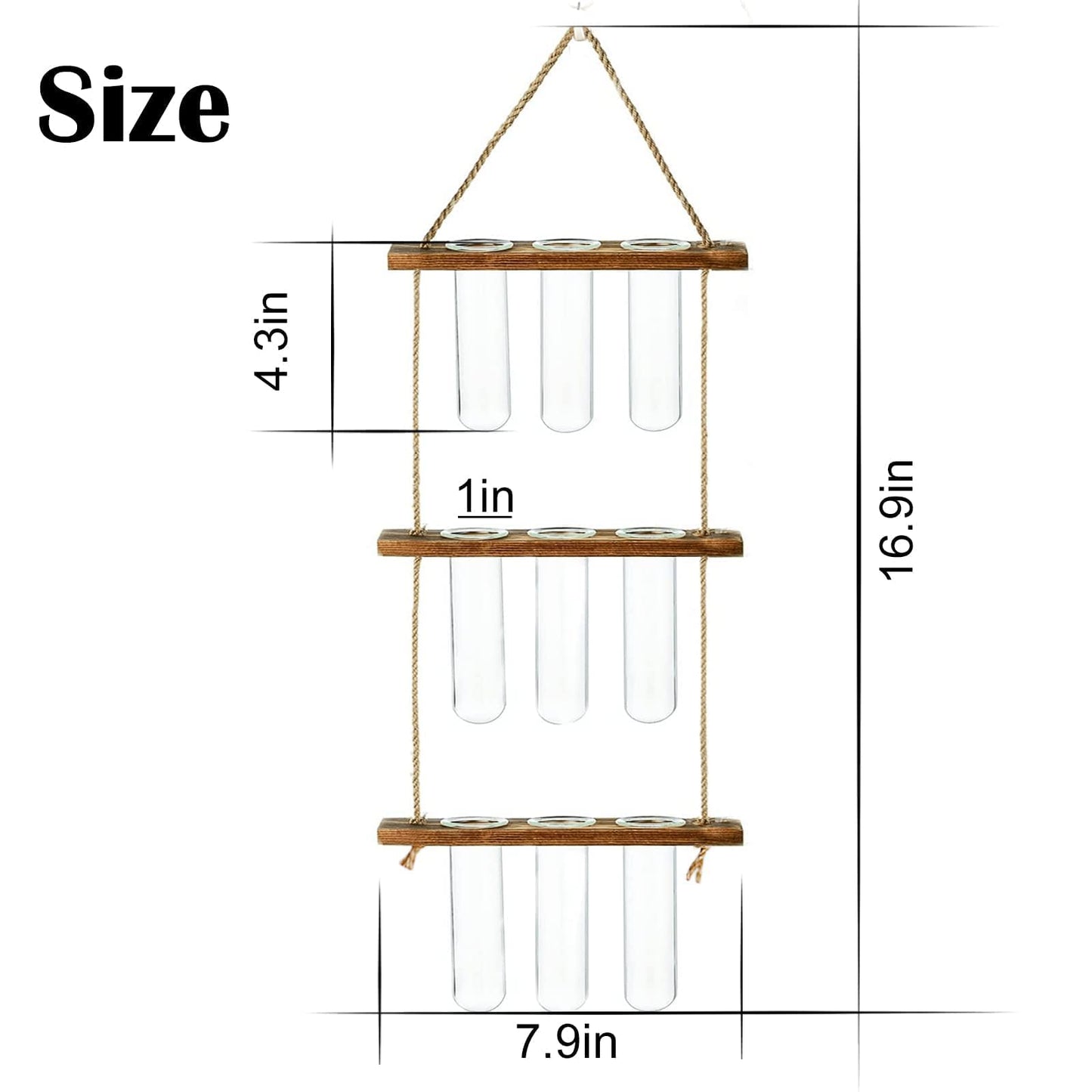 XXXFLOWER Plant Terrarium Propagation Station with Wooden Stand, Air Planter Glass Vase Home Indoor Office Decoration - 3 Bulb Vase + Test Tubes 3 Tiered