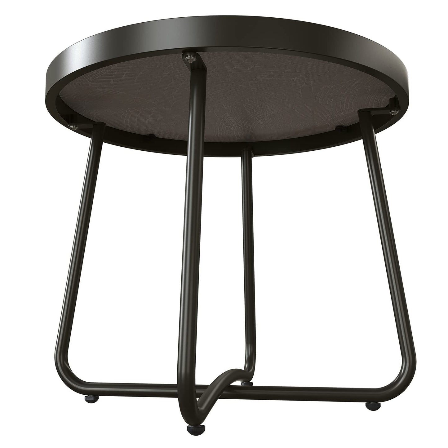 Grand patio Outdoor Side Table, 18-inch Small Round Side Table, Black Patio End Table with Adjustable Feet, Elegant Accent Side Table for Balcony Porch Deck Poolside