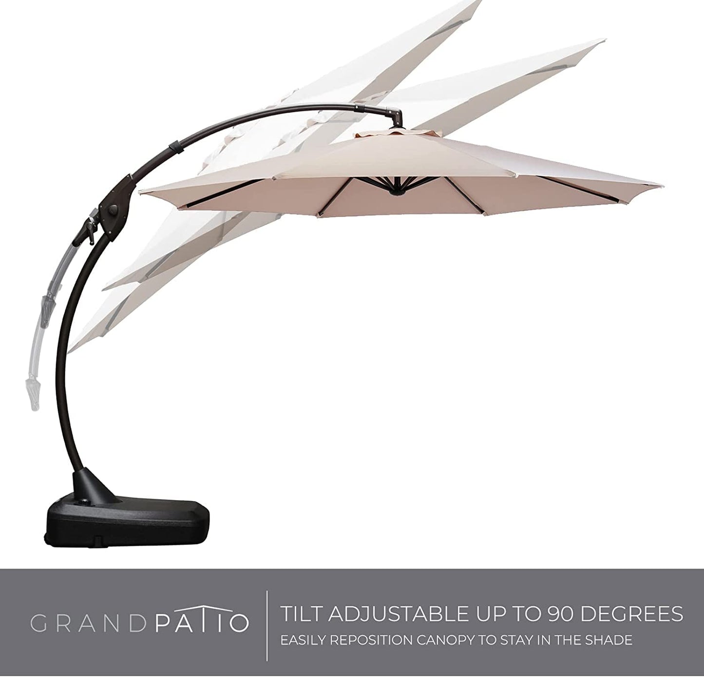 Grand patio 11FT Cantilever Umbrella with Base Outdoor Large Round Aluminum Offset Umbrella for Patio Garden Backyard (Champagne, 11 FT)