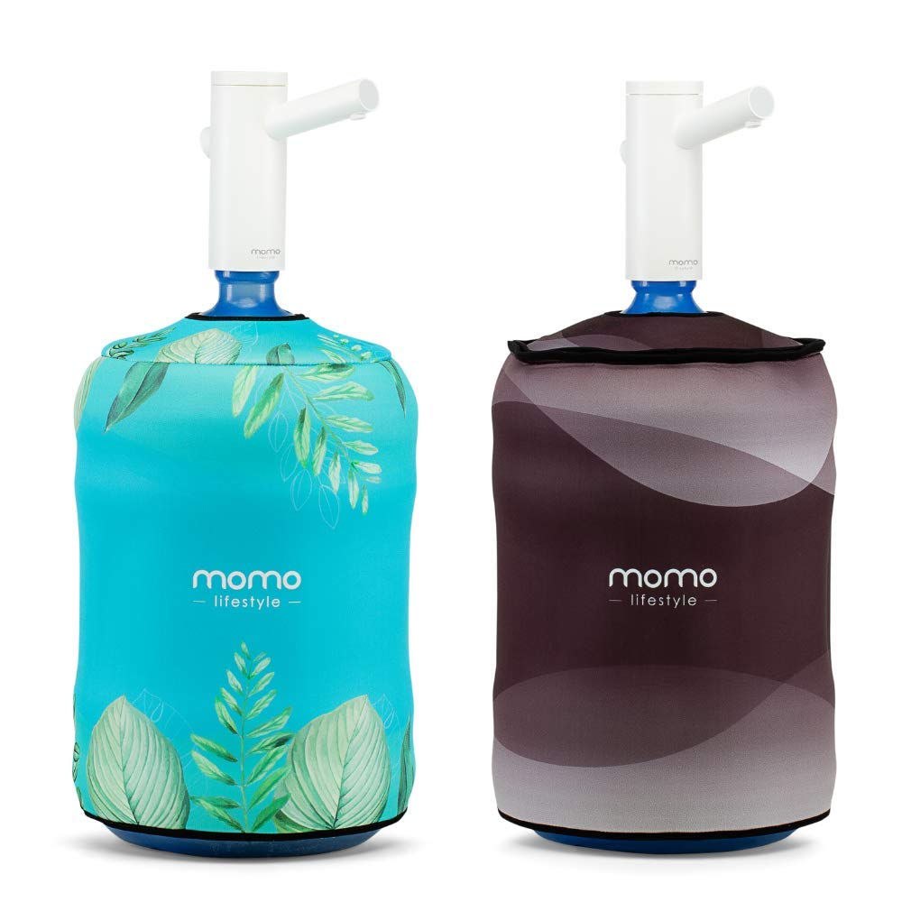 Momo Lifestyle 5 Gallon Water Jug Cover - Insulated Neoprene - UV Rays Blocking - Reversible Double Sided - Water Bottle Sleeve for 5 Gallon Water Dispenser Cover Accessory Sleeve (Breeze)