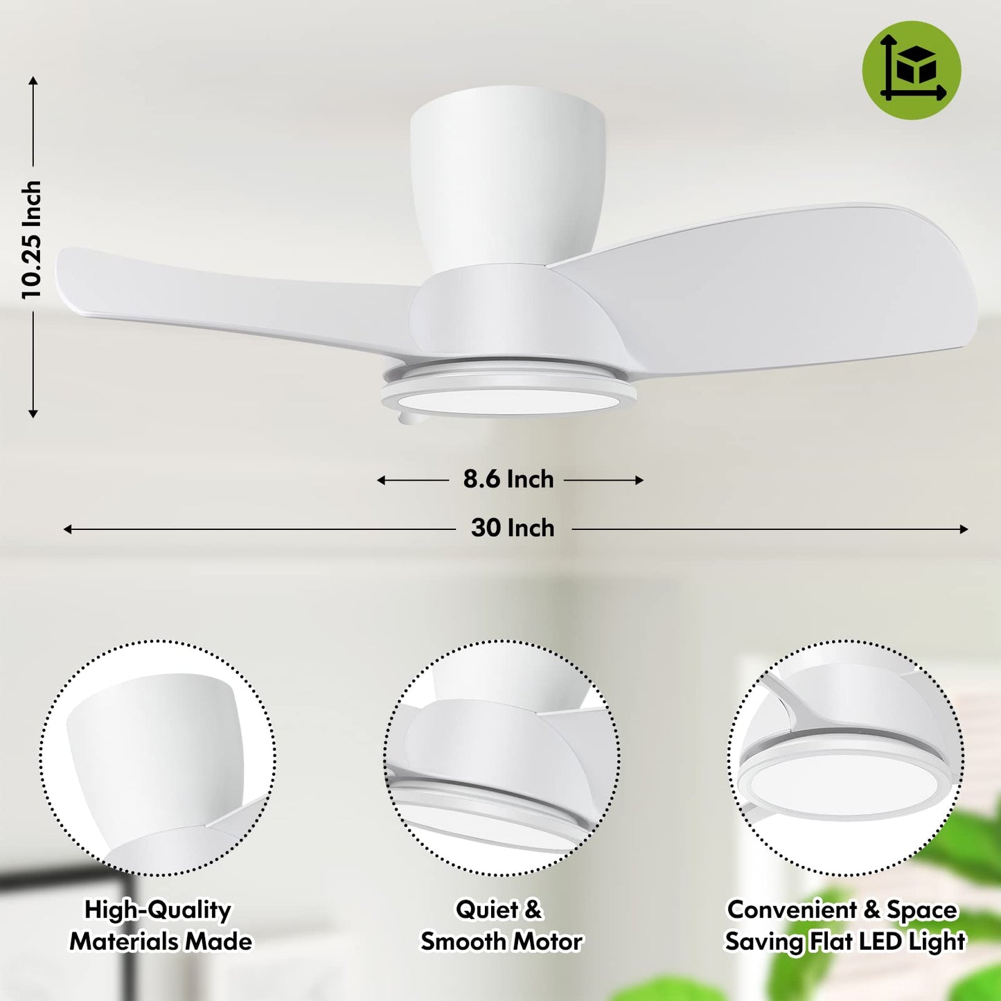 30 Inch Ceiling Fans with Lights, Quiet Black Ceiling Fan with Remote, Dimmable Ceiling Fan Light with 2700K/4000K/5000K, Modern Reversible Ceiling Fan for Bedroom Kitchen Living Room Covered Outdoor