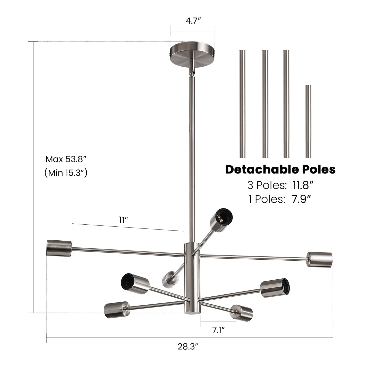 Modern Chandelier Ceiling Light Fixture Sputnik Chandeliers Gold and Black Farmhouse Chandelier Over Table 12-Light Height Adjustable Chandeliers for Dining Room, Living Room,Kitchen Island