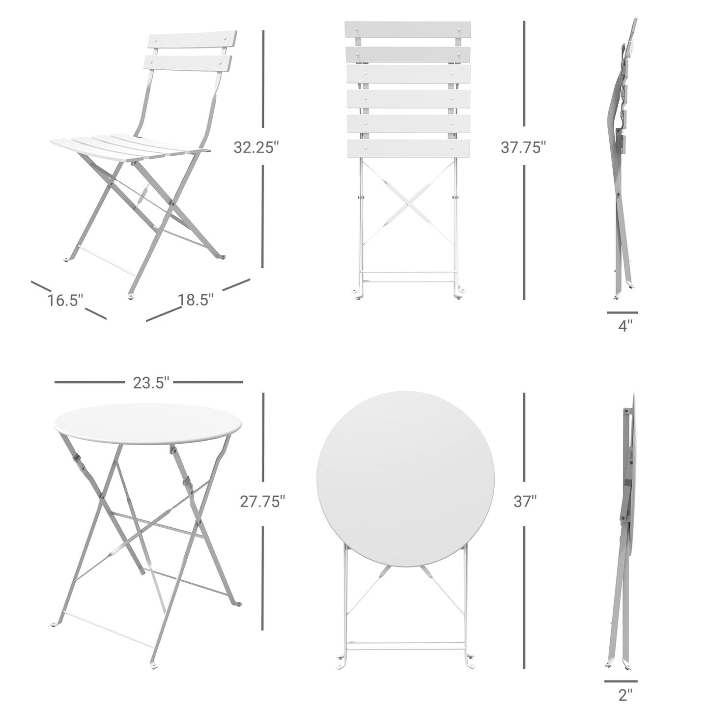 Grand patio Premium Frame Patio Bistro Set, Folding Outdoor Patio Furniture Sets, 3-Piece Patio Set of Folding Patio Table and Chairs, Sage Green