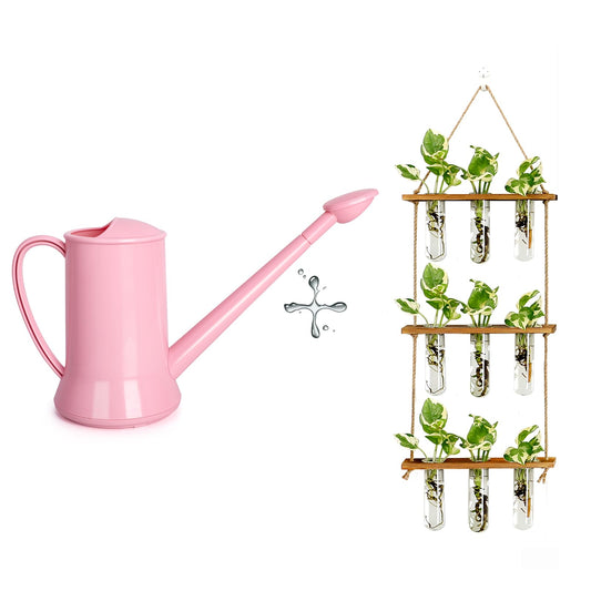 XXXFLOWER Wall Hanging Propagation Station(9 Tube Vases)+2L Small Indoor Plant Watering Can