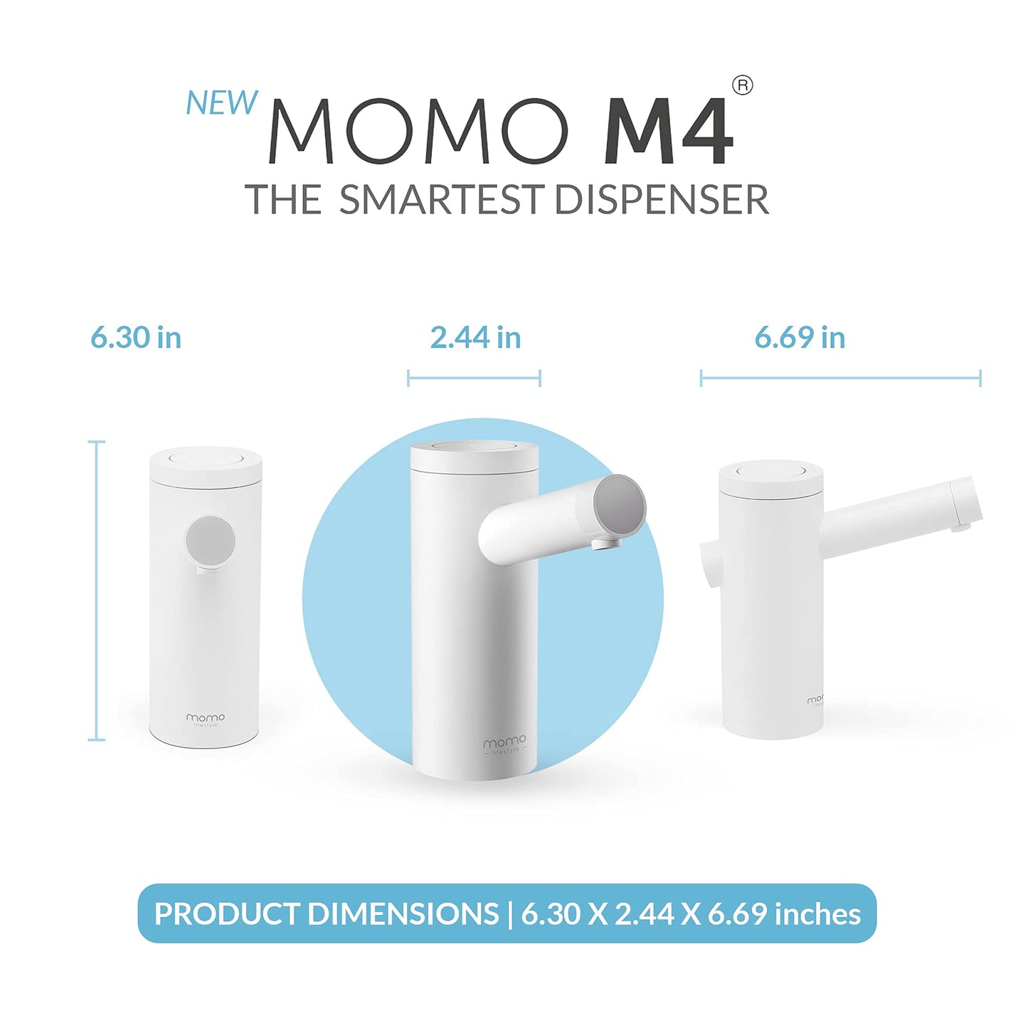 Momo Lifestyle M4 Water Dispenser Automatic Rechargeable Silent + 5 Gallon Bottle Sleeve Neoprene Double Sided (Ocean)