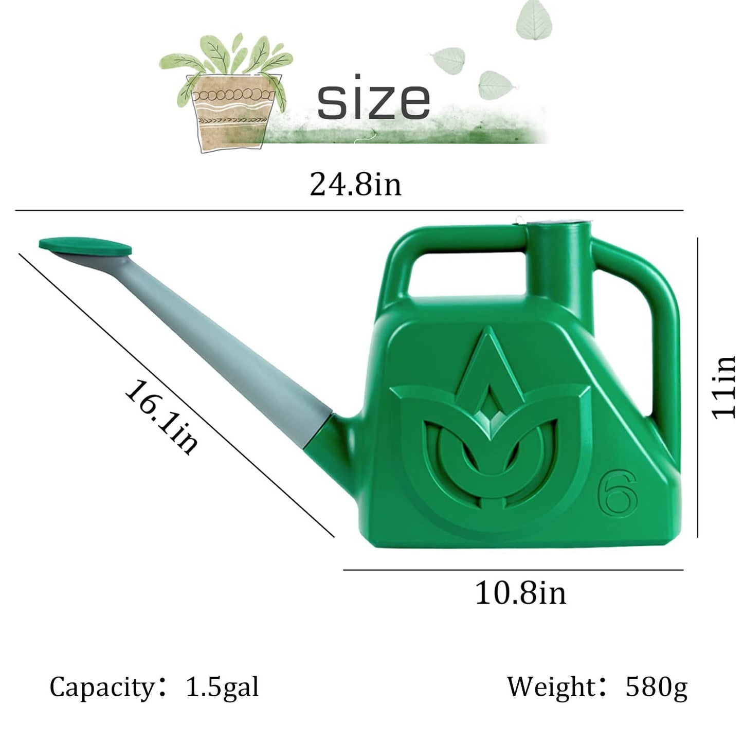 XXXFLOWER Watering Can Outdoor Plant Lightweight Deluxe Resin Water Cans with Detachable Sprinkler Head Bule Watering Pot for Office House Indoor Garden