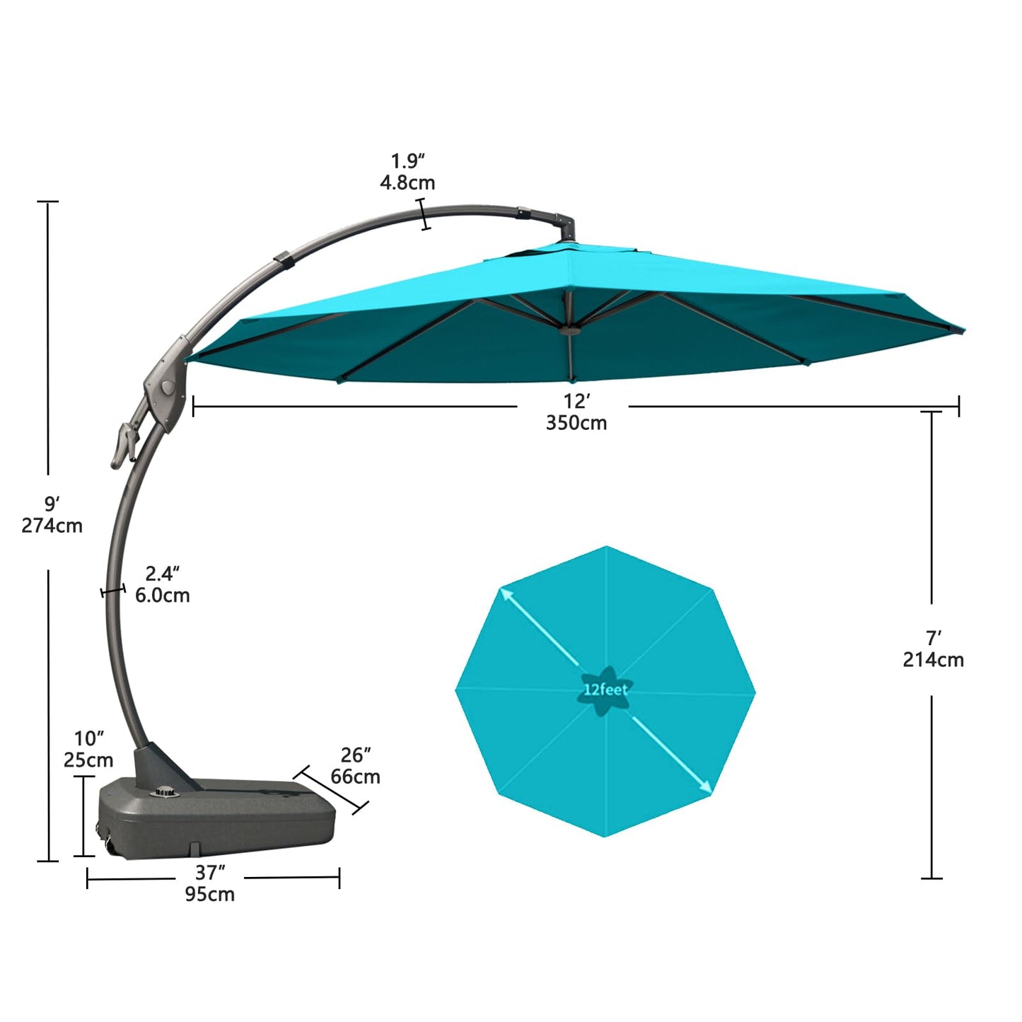 Grand patio 11FT Cantilever Umbrella with Base Outdoor Large Round Aluminum Offset Umbrella for Patio Garden Backyard (Champagne, 11 FT)