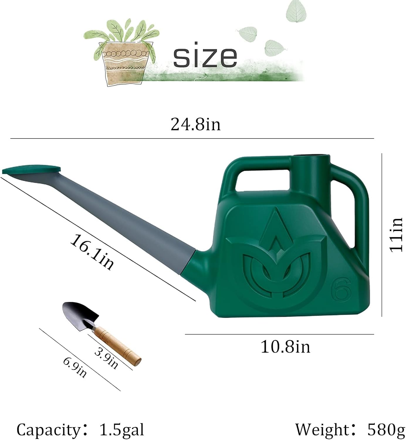 XXXFLOWER Watering Can Outdoor 1.5 Gallon Glass Plant Mister Spray Bottle for Indoor Plant Plastic 6 L Resin Water Cans with Detachable Sprinkler Head Green Watering Pot for Office House Indoor Garden