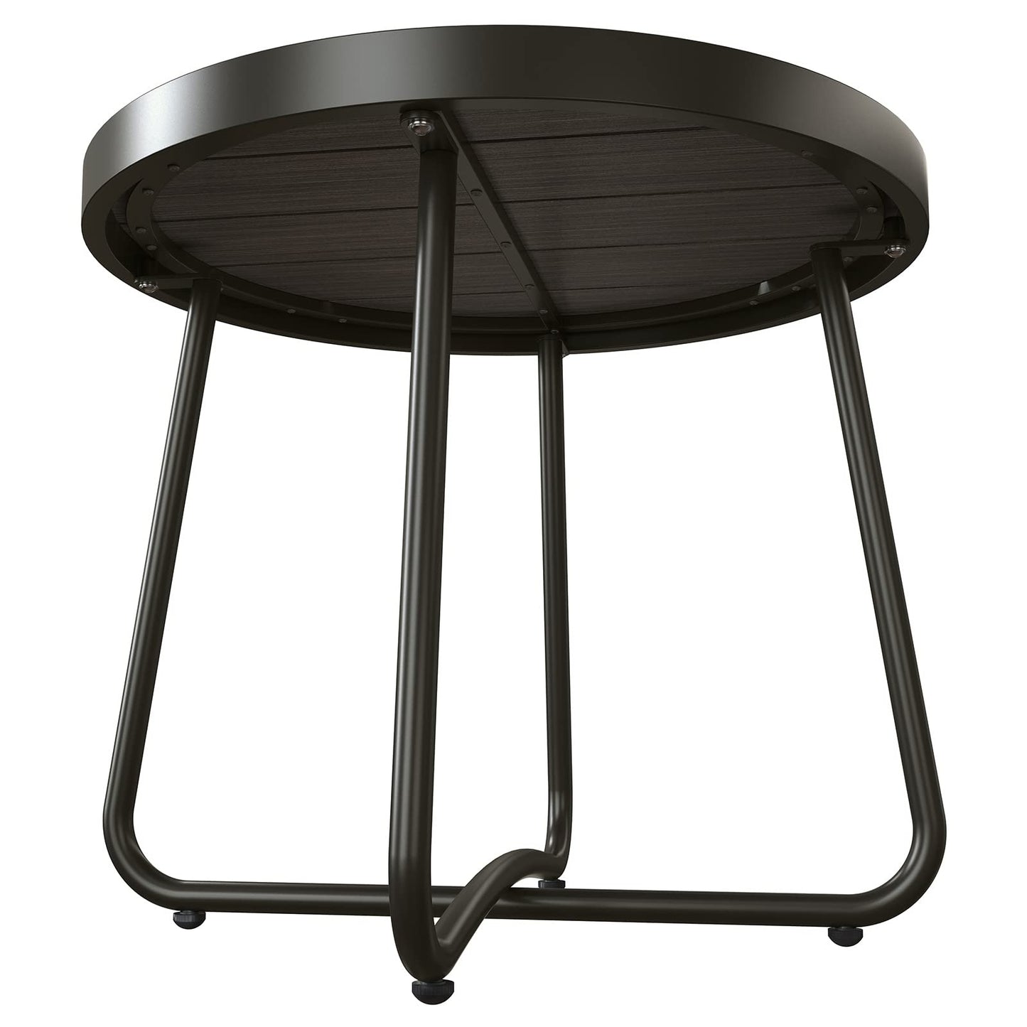 Grand patio Outdoor Side Table, 18-inch Small Round Side Table, Black Patio End Table with Adjustable Feet, Elegant Accent Side Table for Balcony Porch Deck Poolside