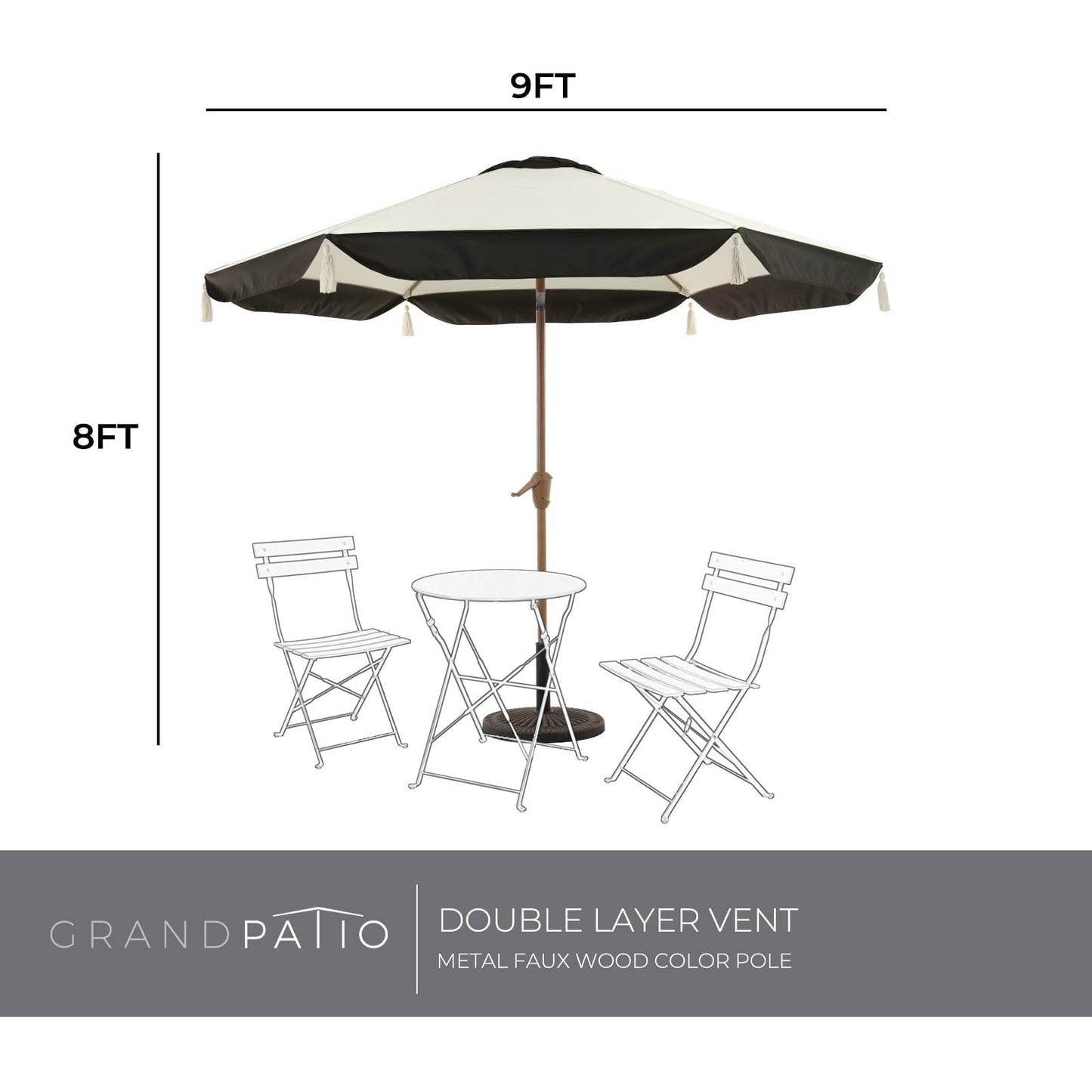 Grand patio Balcony Umbrella, JENA 6x4 FT Outdoor Umbrella, Rectangular Flat Canopy Versatile Patio Shade with 360 Degree Roating Knob for Deck Apartment, Beige