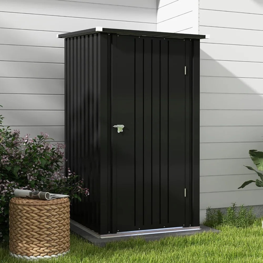 3 X 3 FT Outdoor Storage Shed,Small Garden Tool Storage Shed with Sloping Roof and Single Lockable Door, Outdoor Shed