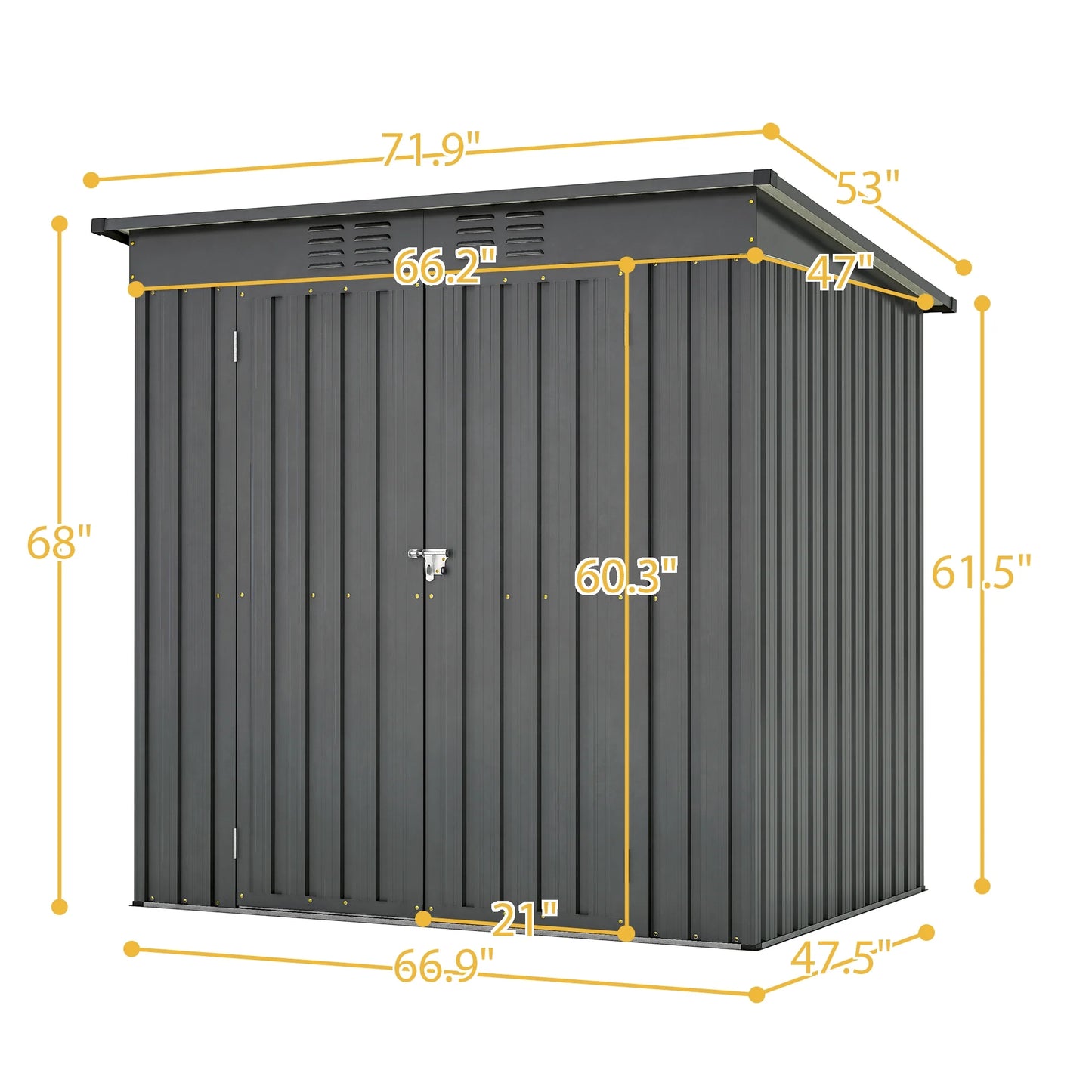 6' X 4' Outdoor Metal Storage Shed, Tools Storage Shed, Galvanized Steel Garden Shed with Lockable Doors, Outdoor Storage Shed for Backyard, Patio, Lawn, D9133