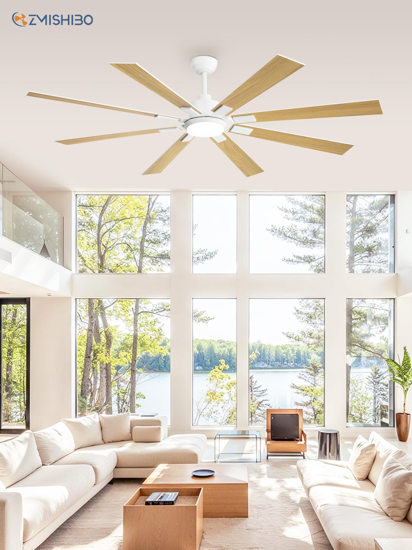 72 inch Large Ceiling Fans with Lights and Remote, Indoor/Outdoor Black Modern Ceiling Fan for Kitchen Living Room Patio, 6 Speed Reversible Quiet DC Motor, 3 CCT, Dual Finish 8 Blades