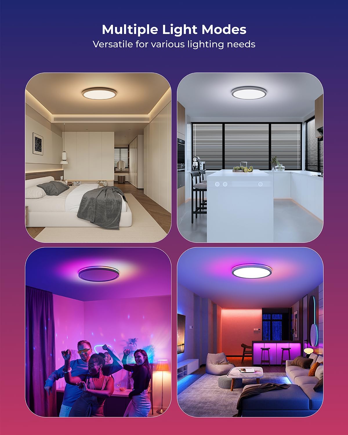 Matane Smart LED Ceiling Light RGB & Dimmable Ceiling Light with Night Light