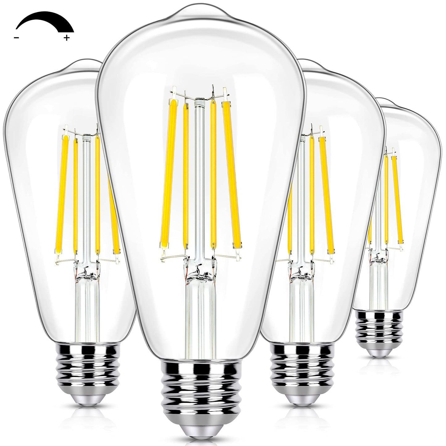 Dimmable Vintage LED Edison Light Bulbs 100W Equivalent, 8W ST58 Soft White 3000K 1200Lumens ST19 Antique LED Filament Bulbs, E26 Base, Clear Glass, CRI90+, Great for Home Bathroom Kitchen(4 Pack)