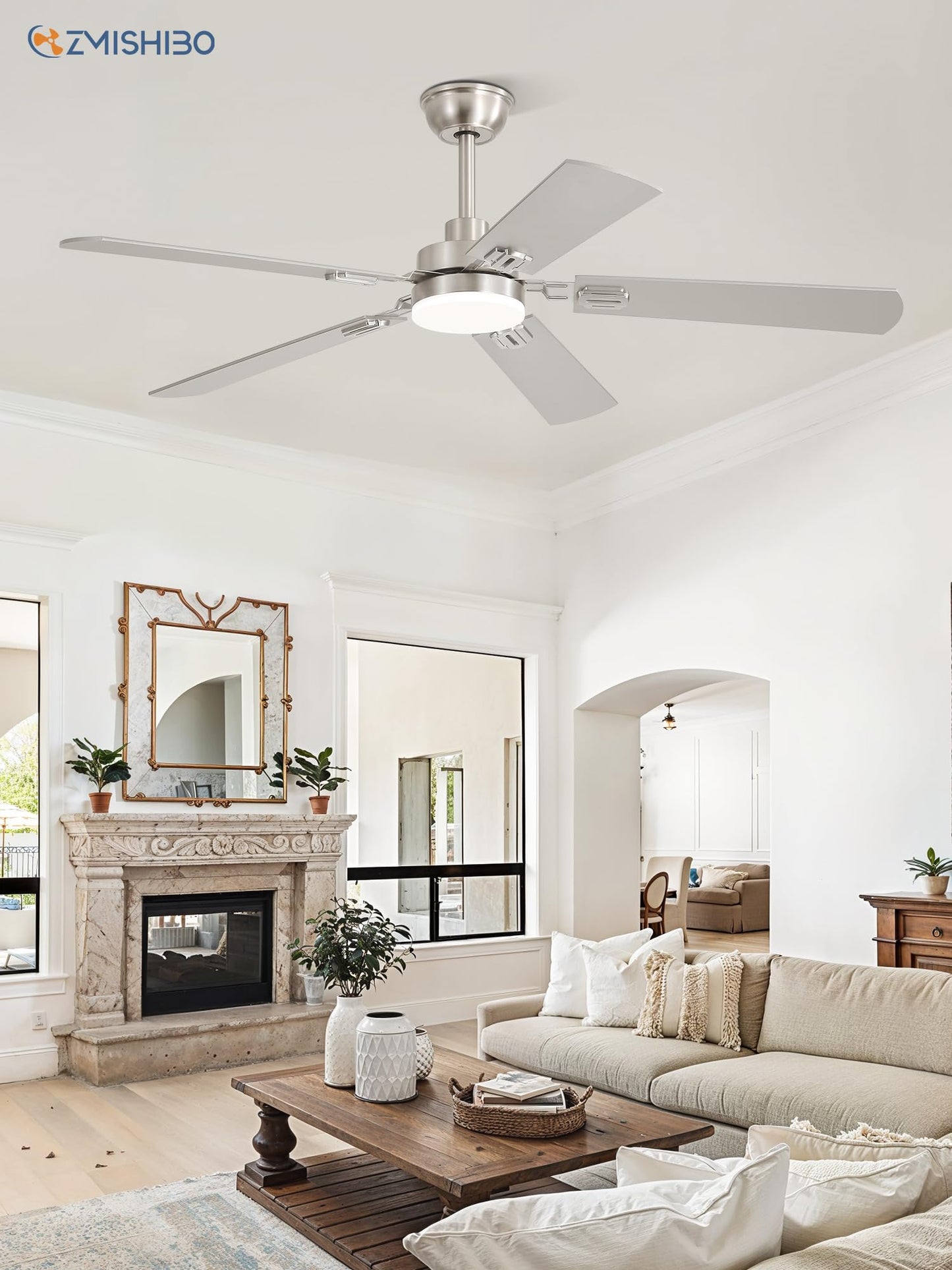 52" Ceiling Fans with Lights, Black Modern Ceiling Fan with Remote, Farmhouse Indoor Ceiling Fan with Dual Finish Blades, Quiet & Strong Motor, Bright LED Light.