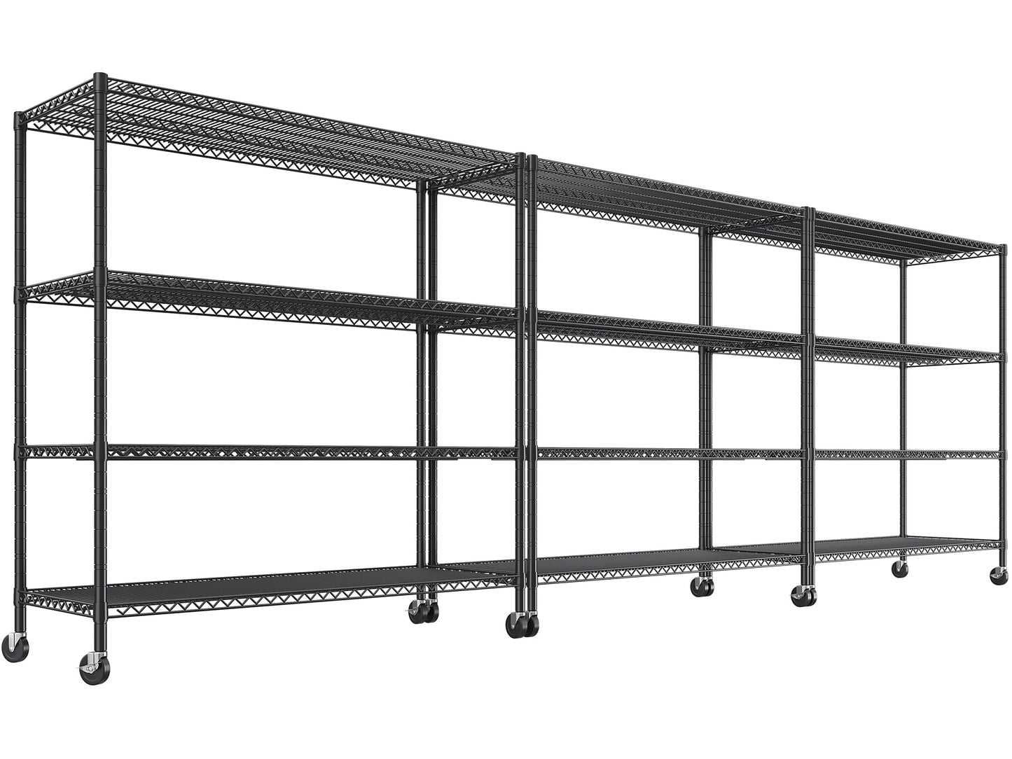 REIBII Storage Shelves 75.6" H Wire Shelving Unit with Wheels 2500LBS Heavy Duty Metal Shelves for Storage Adjustable Garage Storage Rack Pantry Shelf Commercial Shelving, 75.6" H X 55.5''W X 24" D