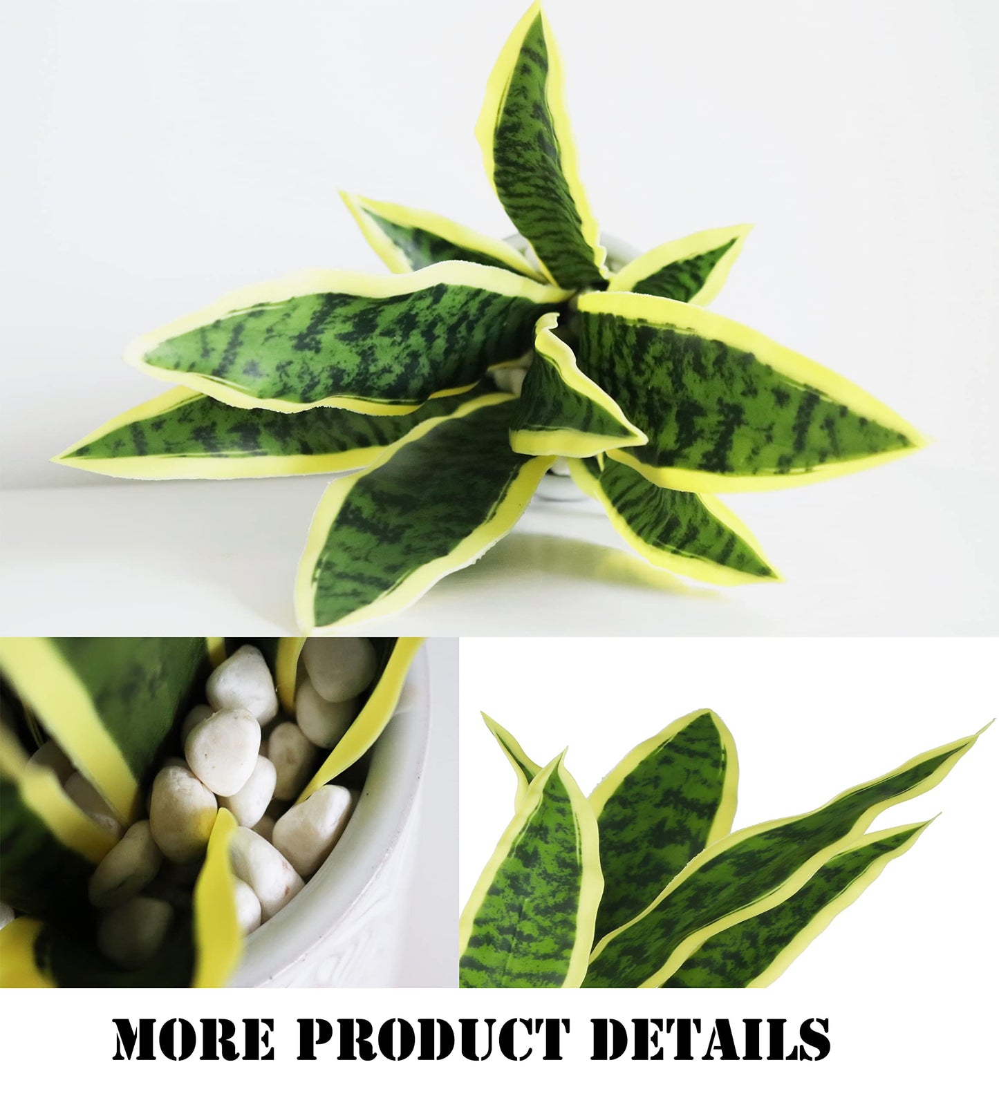 Artificial Snake Plants 16" with White Ceramic Pot Sansevieria Plant Fake Snake Plant Greenery Faux Plant in Pot for Home Office Living Room Housewarming Gifts Indoor Outdoor Decor-Green