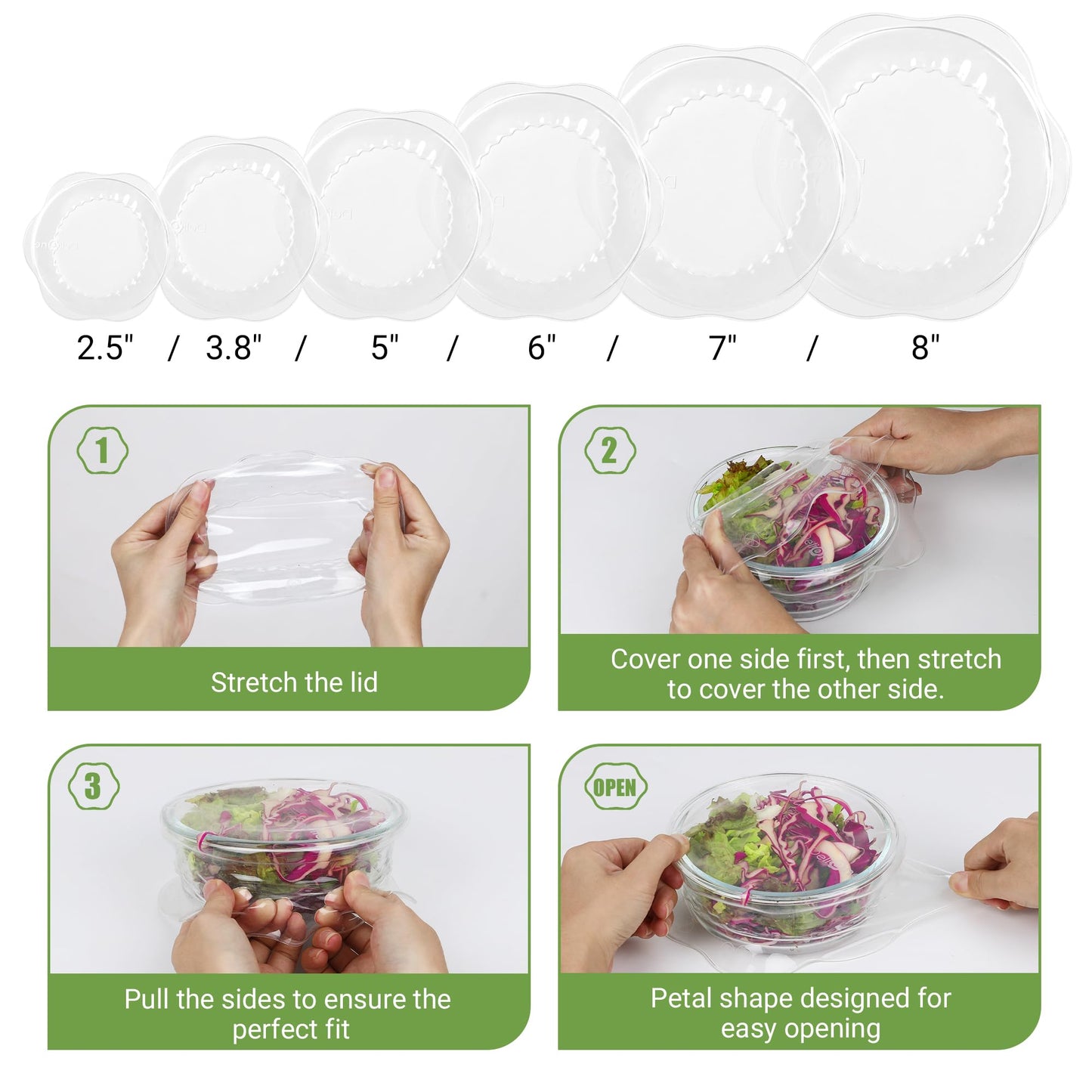 Silicone Stretch Lids for Food Storage in Fridge, Reusable Elastic Bowl Covers for Cup, Cans, Jars, Round & Rectangle Container, Food Grade Silicone Microwave Food Cover, Heat-Resistant, 6PCS