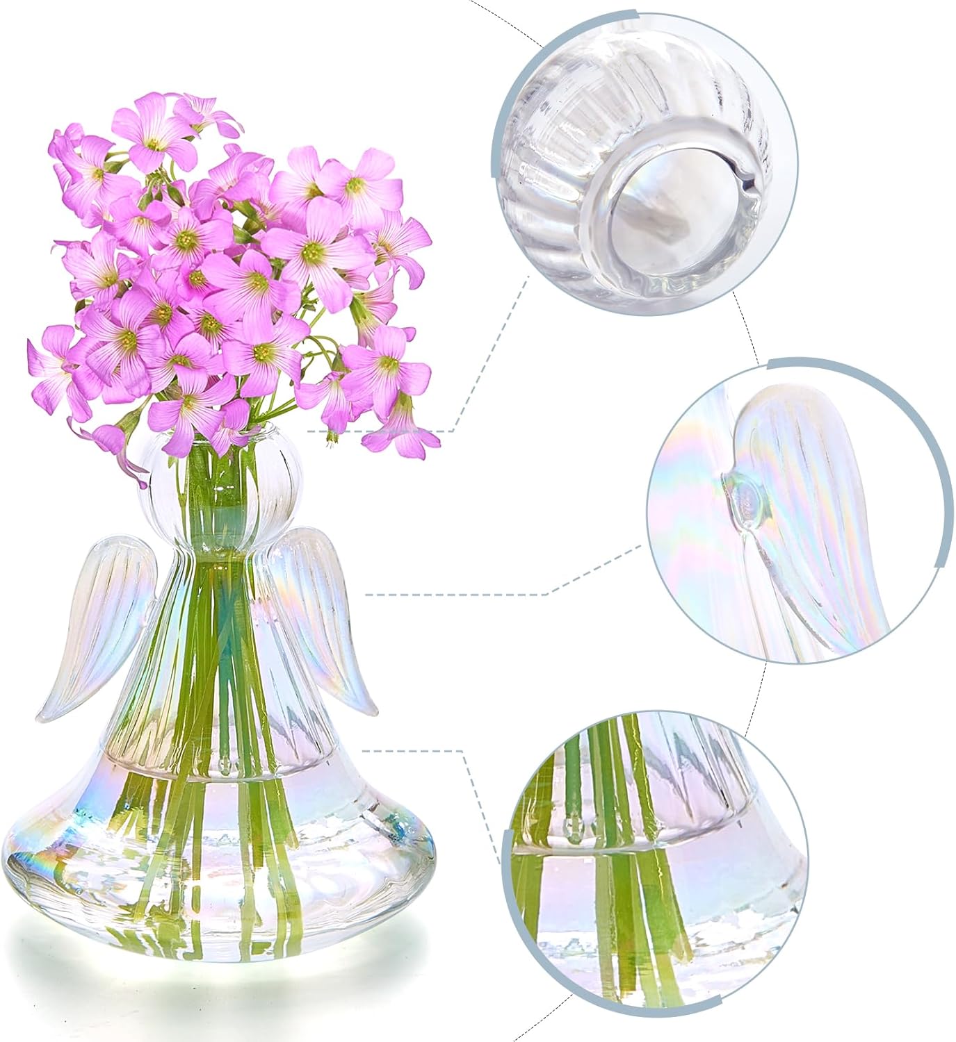 XXXFLOWER Plant Propagation Station,Angel Glass Terrarium Plant Starter Vases for Plant Cuttings Set of 3 Flower Vase for Hydroponics Plants Gifts for Plant Lovers Office Desk Decor