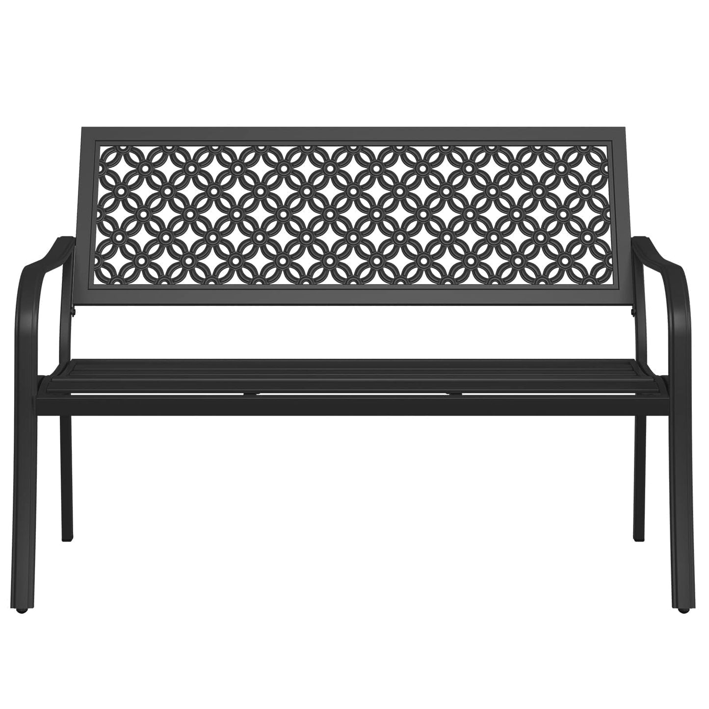 Grand patio Farmhouse Outdoor Bench, Garden Benches with Anti-Rust Aluminum Powder Coated Frame, Faux Wood Grain Finish Frame Patio Bench for Front Porch, Northwoods Brown